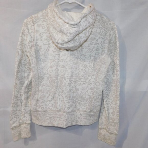 Womens XS Groggy Cream Tan romantic Pattern Full Zip Hoodie - Picture 7 of 9